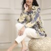 Off-White and Blue Printed Relaxed Fit Shirt